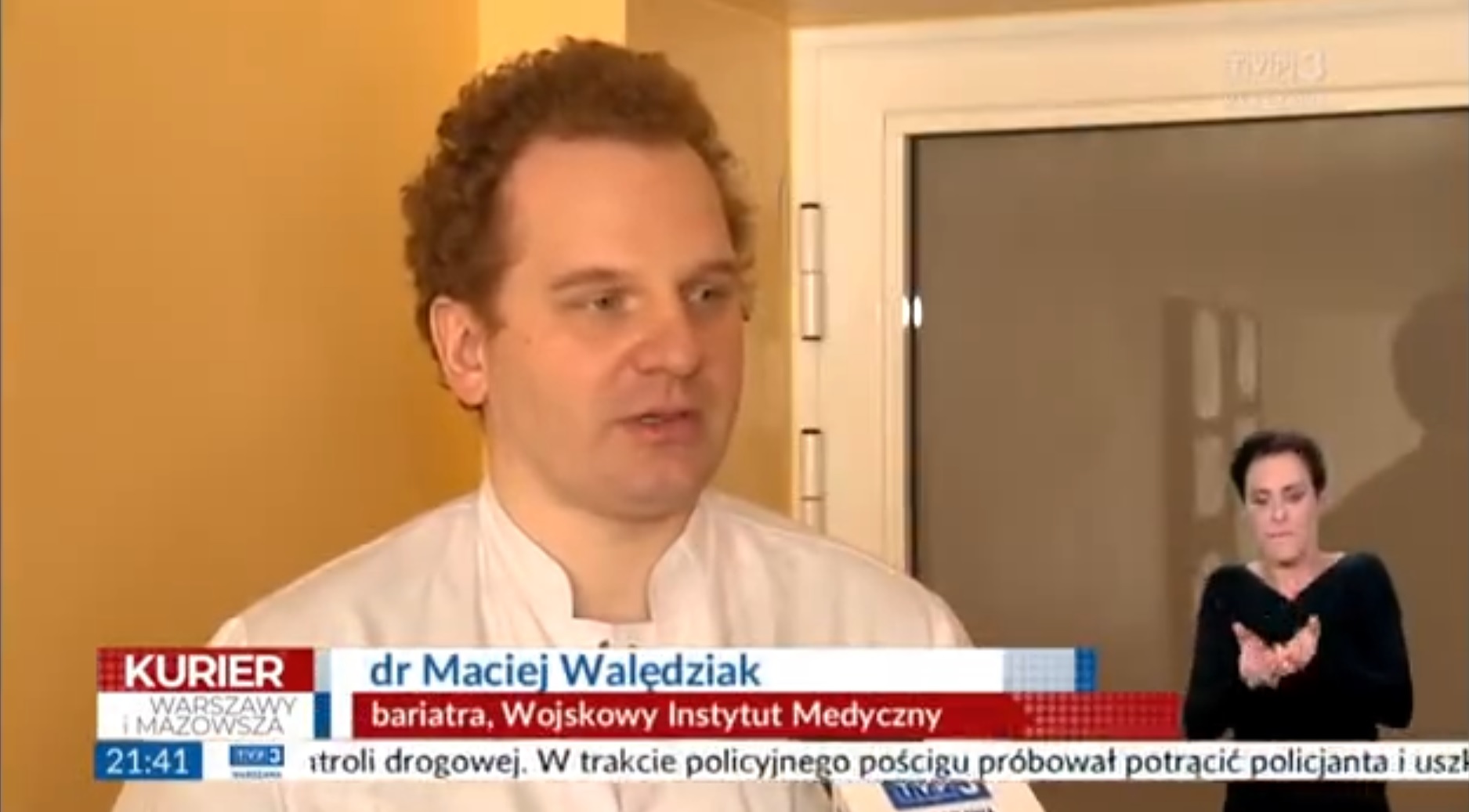Zrzut ekranu z programu telewizyjnego Kurier Warszawy i Mazowsza