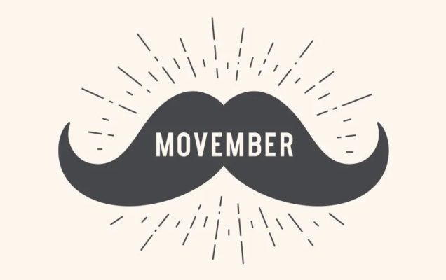 Napis Movember na tle wąsów
