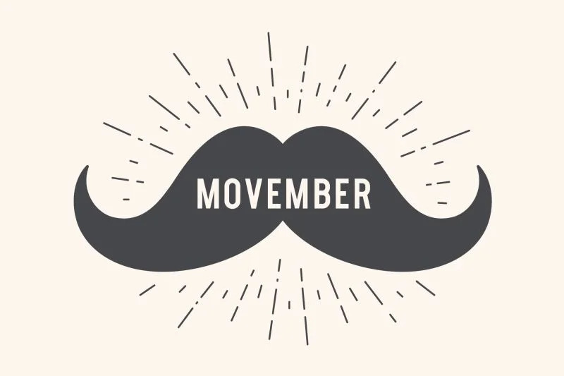 Napis Movember na tle wąsów