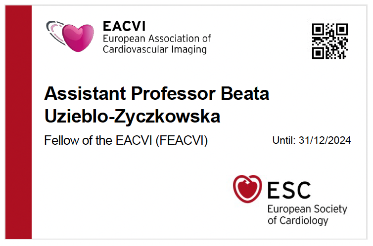 Dyplom EACVI dla Beatu Uziębło-Zyczkowskiej