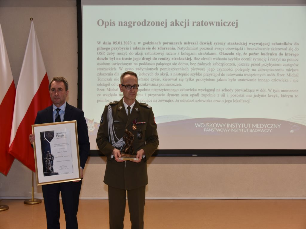 Uroczystość wręczenia nagrody Animus Fortis 2023 w Wojskowym Instytucie Medycznym.
