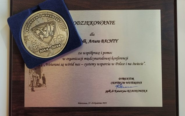 podziekowanie konferencja weterani są wśród nas – Systemy wsparcia w Polsce i na świecie