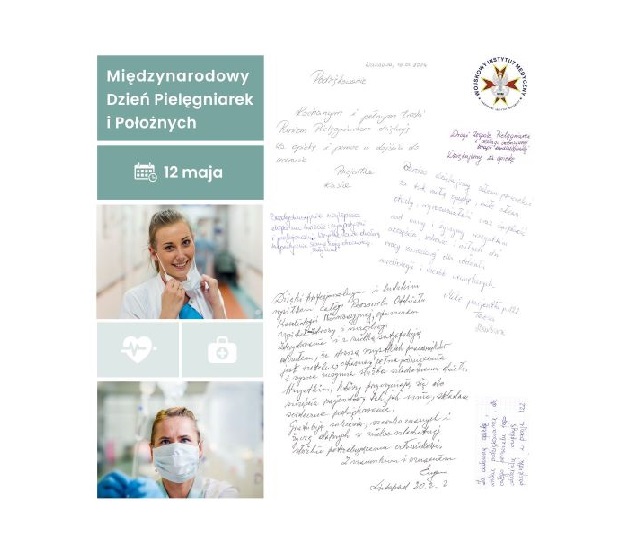 Międzynarodowy Dzień Pielęgniarek i Położnych, po prawej życzenia dla pielęgniarek.