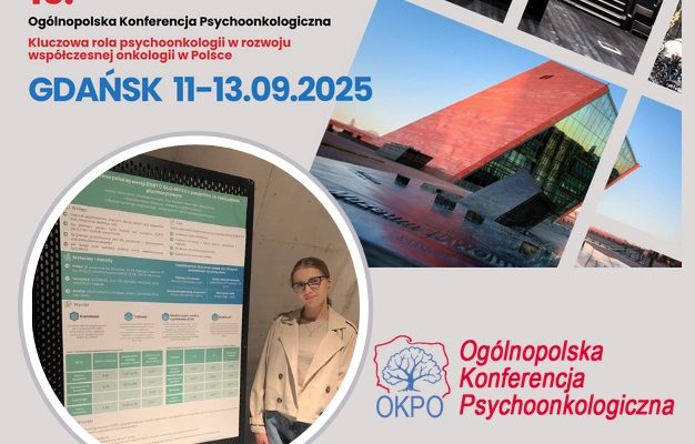 Plakat Ogólnopolskiej Konferencji Psychoonkologicznej, na nim napis 