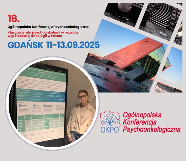 Plakat Ogólnopolskiej Konferencji Psychoonkologicznej, na nim napis 