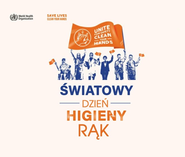Plakat promujący światowy dzień mycia rąk.