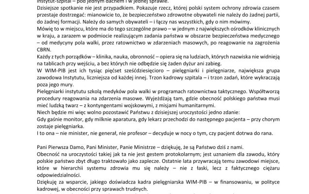 List Dyrektora WIM do Pierwszej Damy RP, treść listu w załączniku pdf.